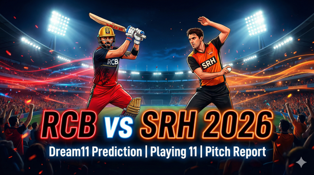 RCB vs SRH IPL 2026 Dream11 Prediction Playing 11 Pitch Report
